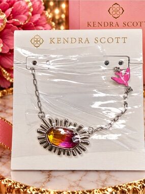 Kendra Scott Elisa Bird Pendant Necklace – Sunrise Watercolor Illusion | Silver